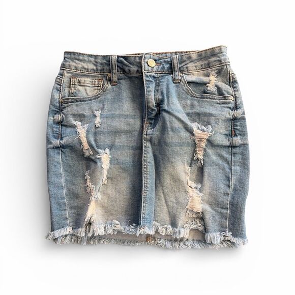 Wax Jean Dresses & Skirts - Wax Jean Light Blue Distressed Mini Skirt